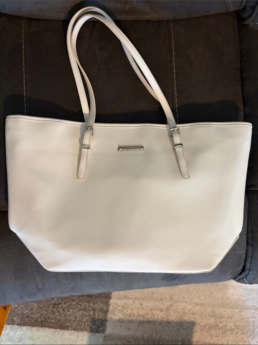 Nine West White Tote Bag with Top Handles